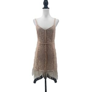 Elegant Lace Tan Dress